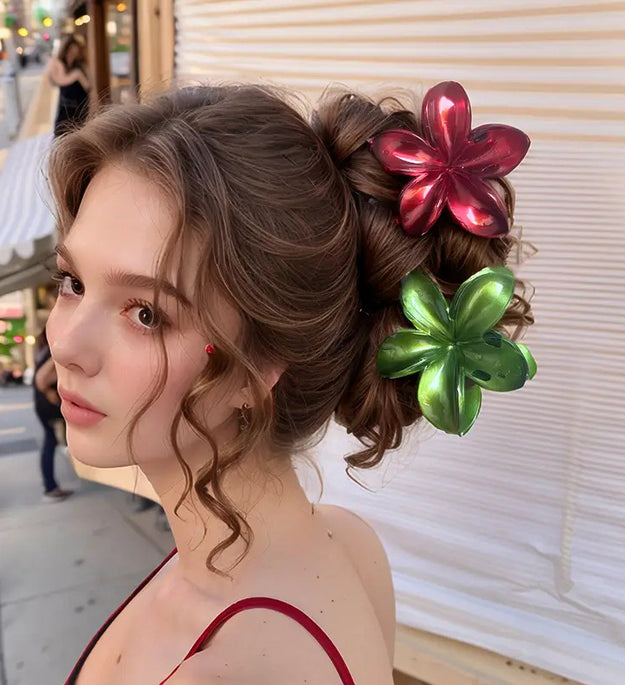 Christmas Barrettes Plumeria Rubra Grip Loose Clip