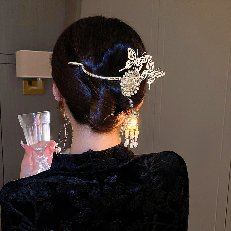 Personality Super Fairy Tassel Butterfly Pearl Hairpin