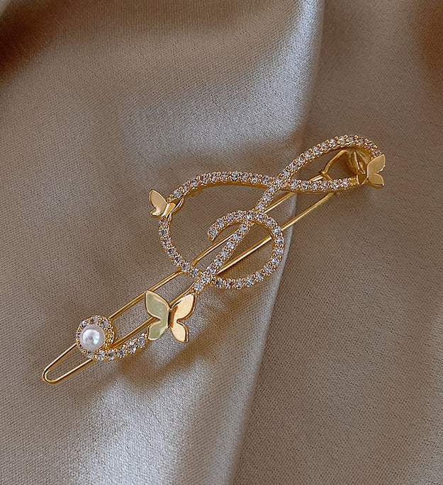 Diamond Pearl Musical Note Butterfly Hairpin