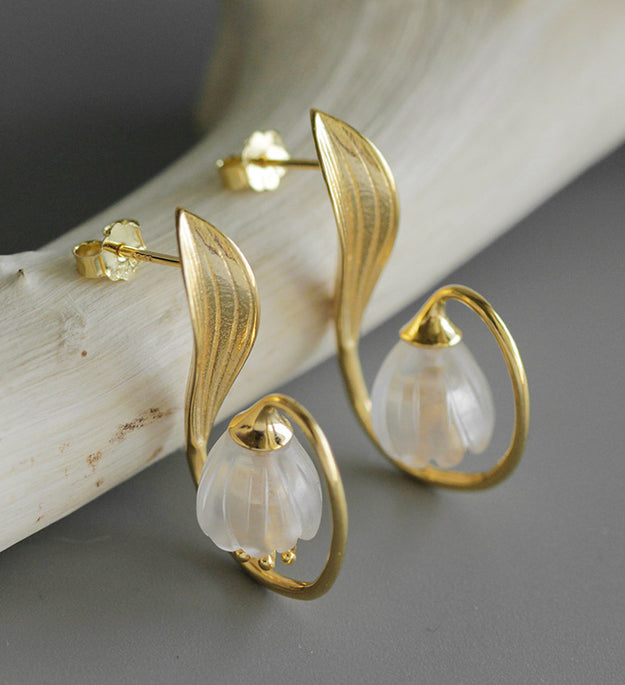 Lily of the valley flower S925 earrings