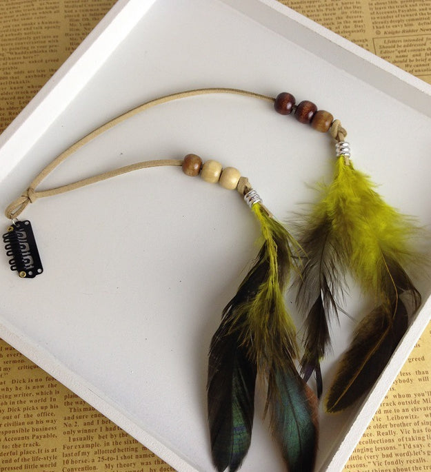 Feather hair accessory feather tassel hair clip