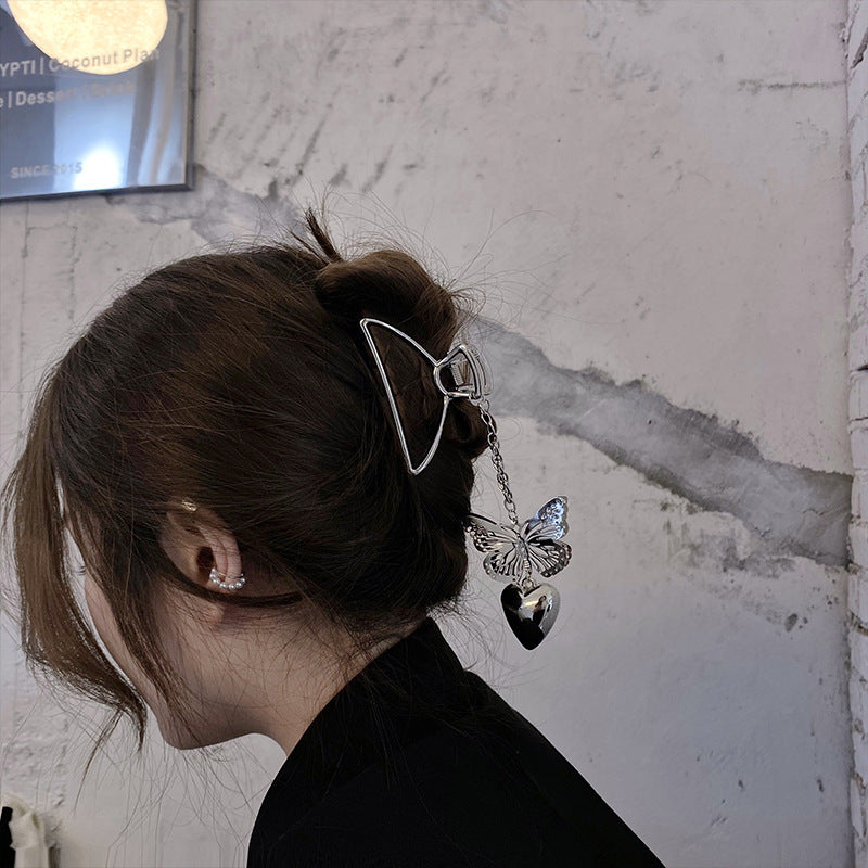Large Metal Grab Clip On Back Of Head With Pearl Bow