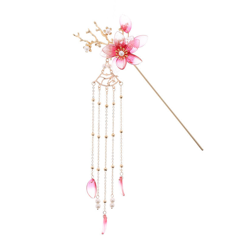 Imitation Jade Flower Tassel Hairpin Costume Headdress
