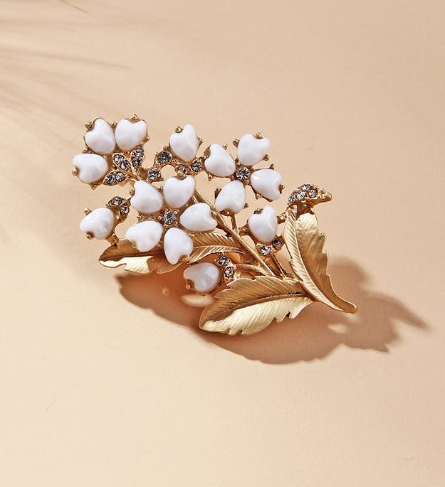 Lily Lily Of The Valley Elegant Pearl Retro Plant Flower Brooch Women s High Grade Creative Pin Clothing Decoration