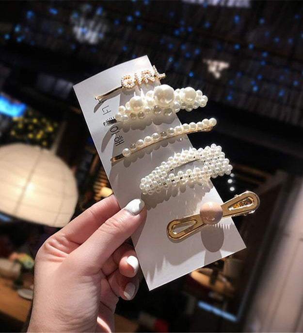 Pearl Hair Clip Set Adult Side Card One Word Clip