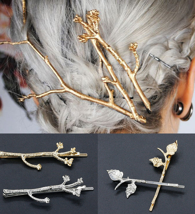Metal branch women's hair clip