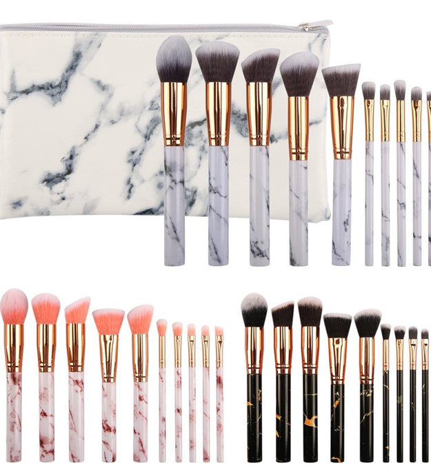 10 marble makeup brush sets, beauty tools, blush, eye shadow, face modification, 5 big 5 small explosions.