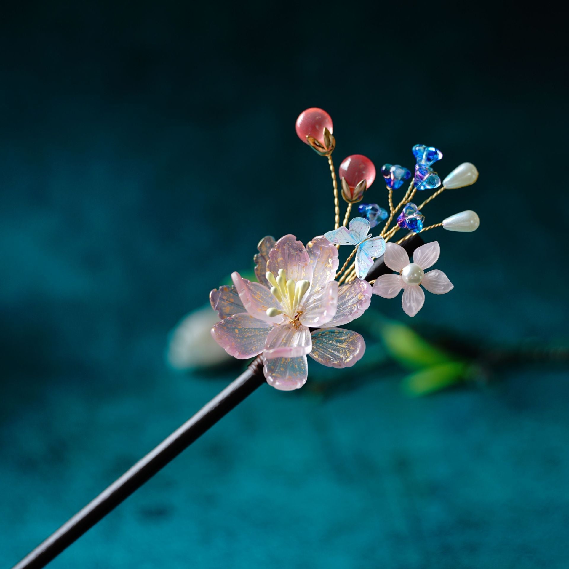 New Original Butterfly Wood Tassel Hairpin Ancient Style Hanfu