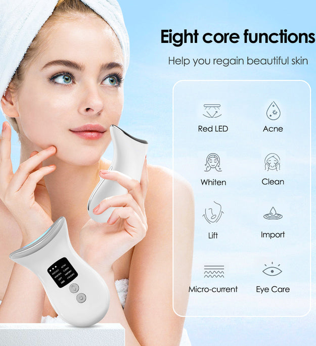 EMS Micro-current Three-color Color Light Temperature Sense Neck Massager
