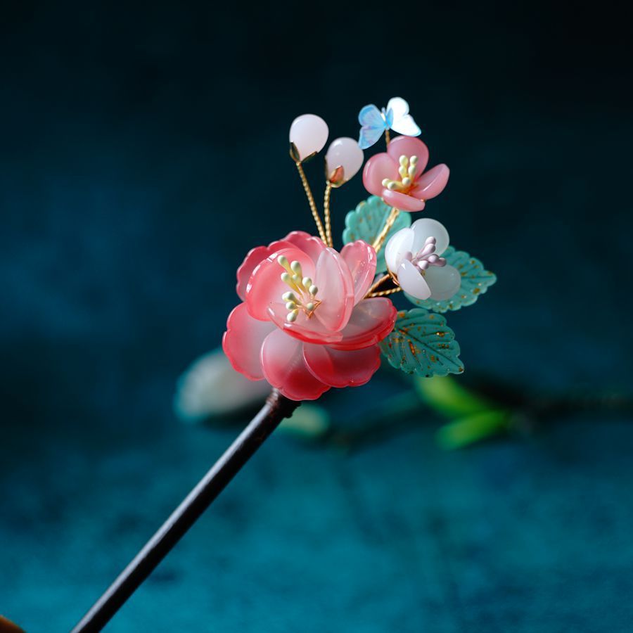 New Original Butterfly Wood Tassel Hairpin Ancient Style Hanfu