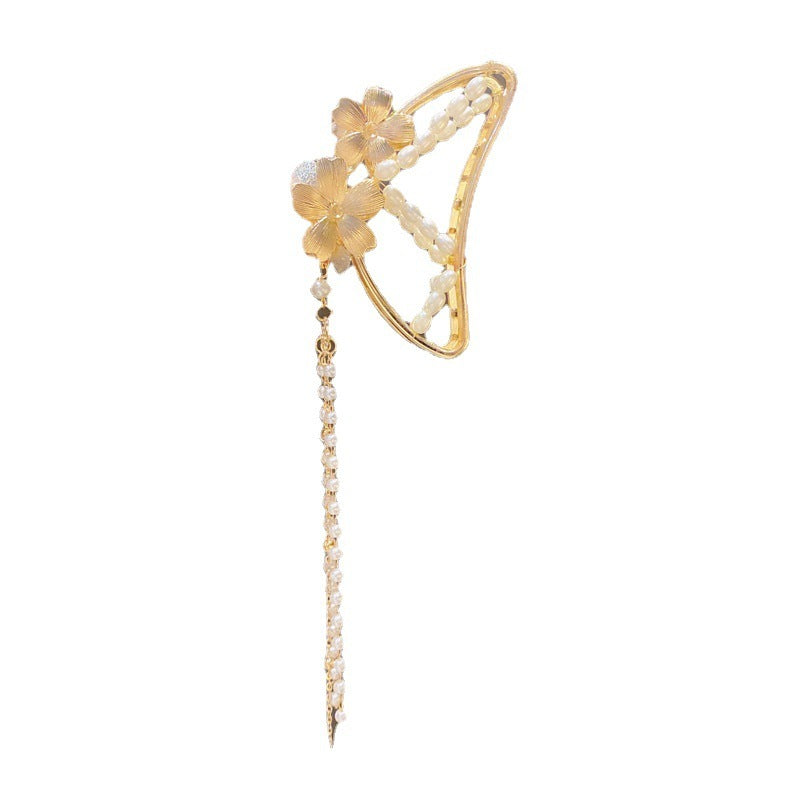 Pearl Tassel Hair Clip Headdress Simple Temperament High Sense Metal Shark Clip