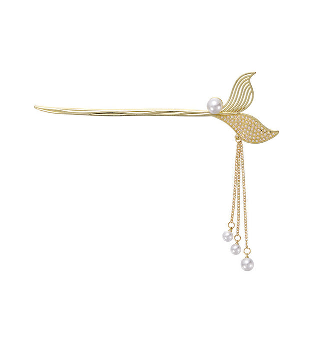 Mermaid Tail Tassel Hairpin Pearl Rhinestone