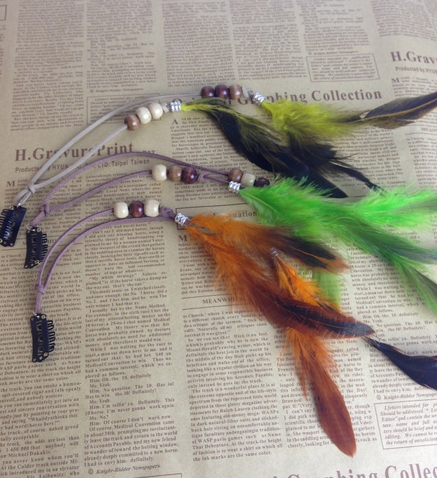 Feather hair accessory feather tassel hair clip