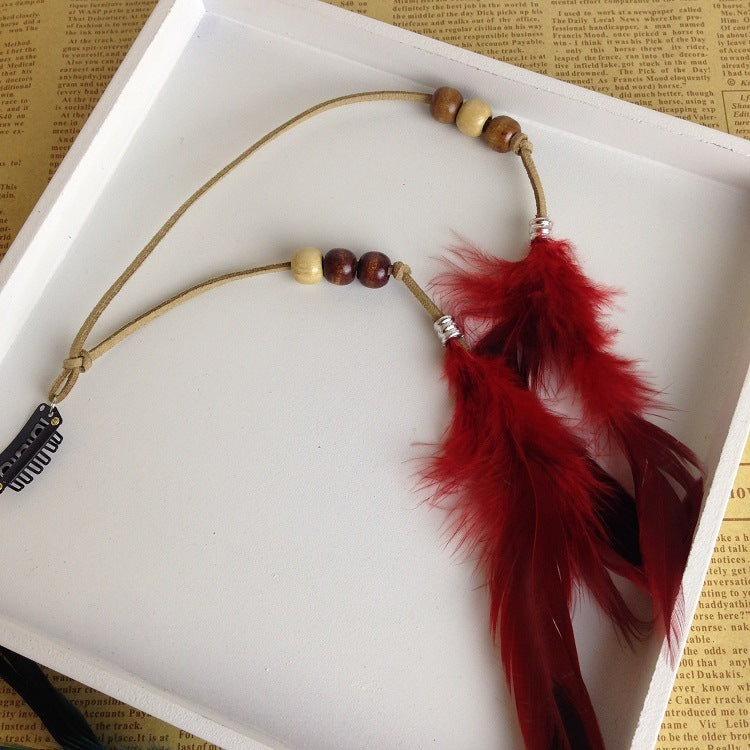 Feather hair accessory feather tassel hair clip