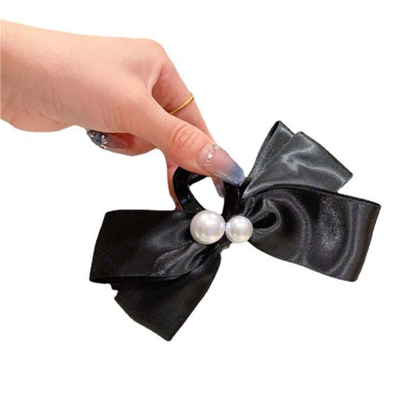 Pearl Bow Large Hair Clip Women's Headdress