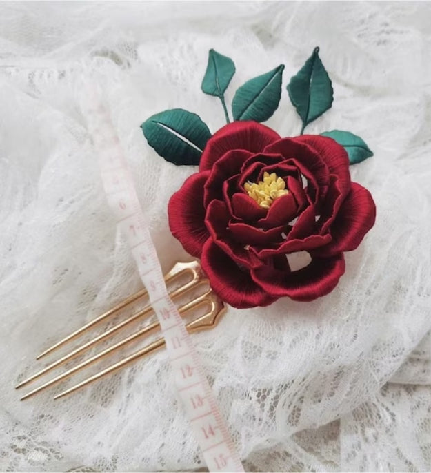 Rose Flower-wrapped Hairpin Finished Product