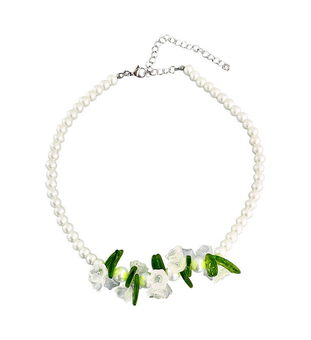 Spring Flower Lily Of The Valley Pearl Necklace