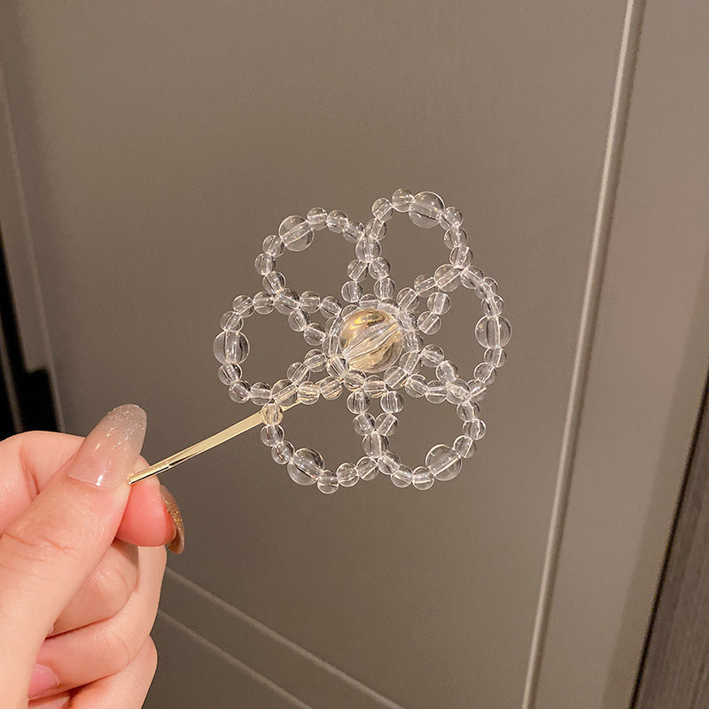 New Crystal Woven Flower Hairpin One Word Clip Hairband