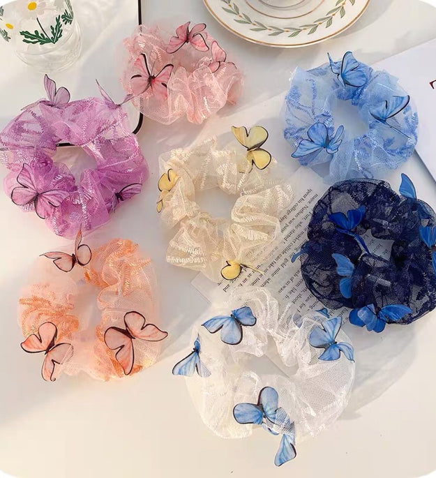 Women's Mesh Pig Intestine Ring Butterfly Hair Accessories