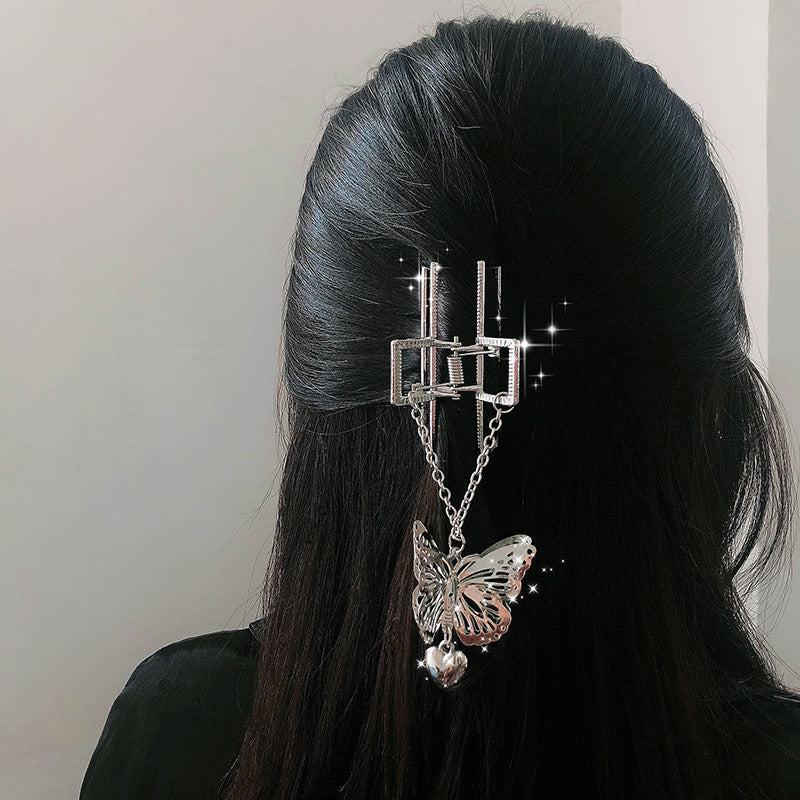 Large Metal Grab Clip On Back Of Head With Pearl Bow