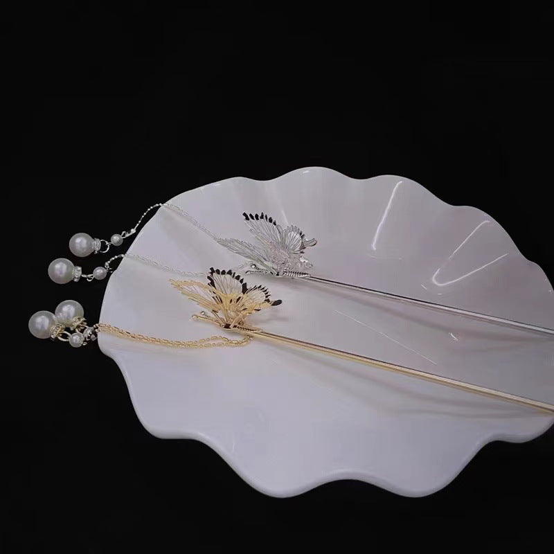 Fashionable New Butterfly Tassel Hairpin Female