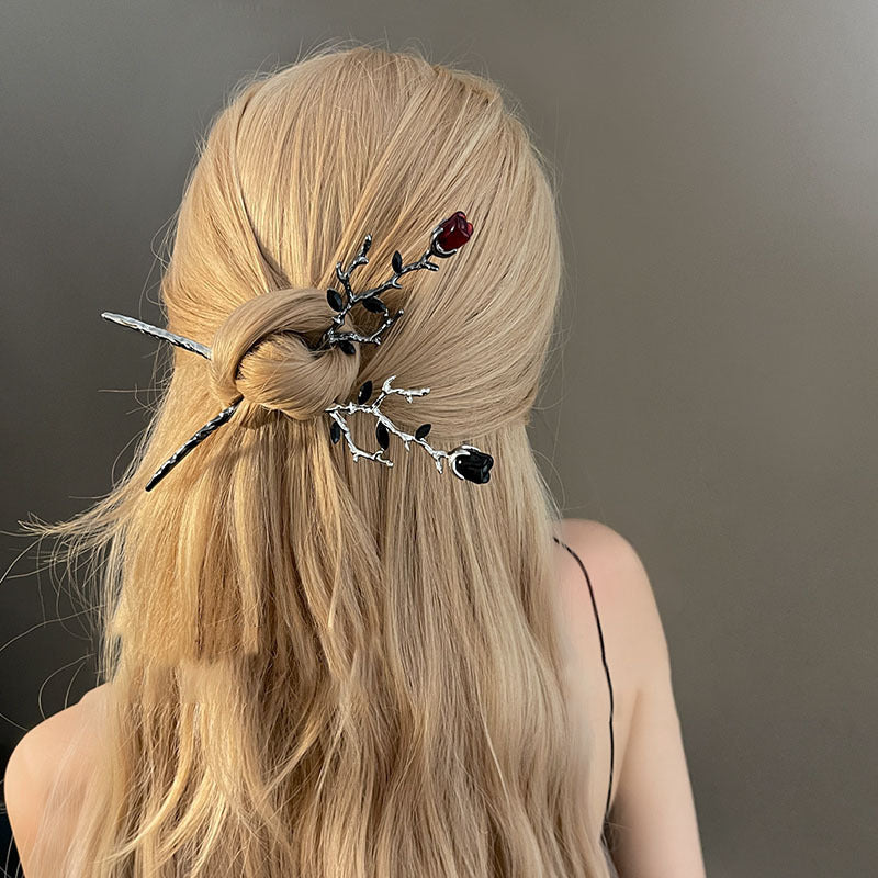New Chinese Style Rose Flower Metal Hairpin Temperament
