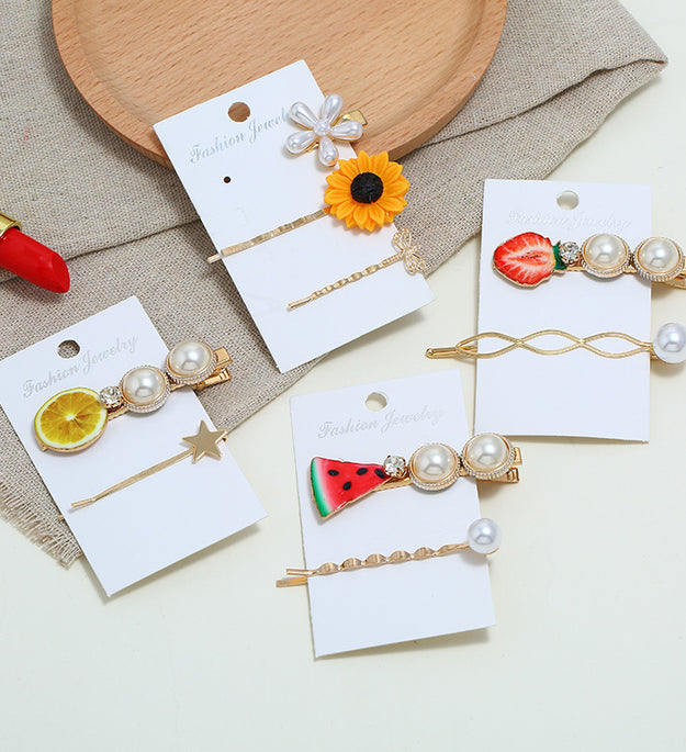 Fruit Hair Clip Set Pearl Pearl Clip