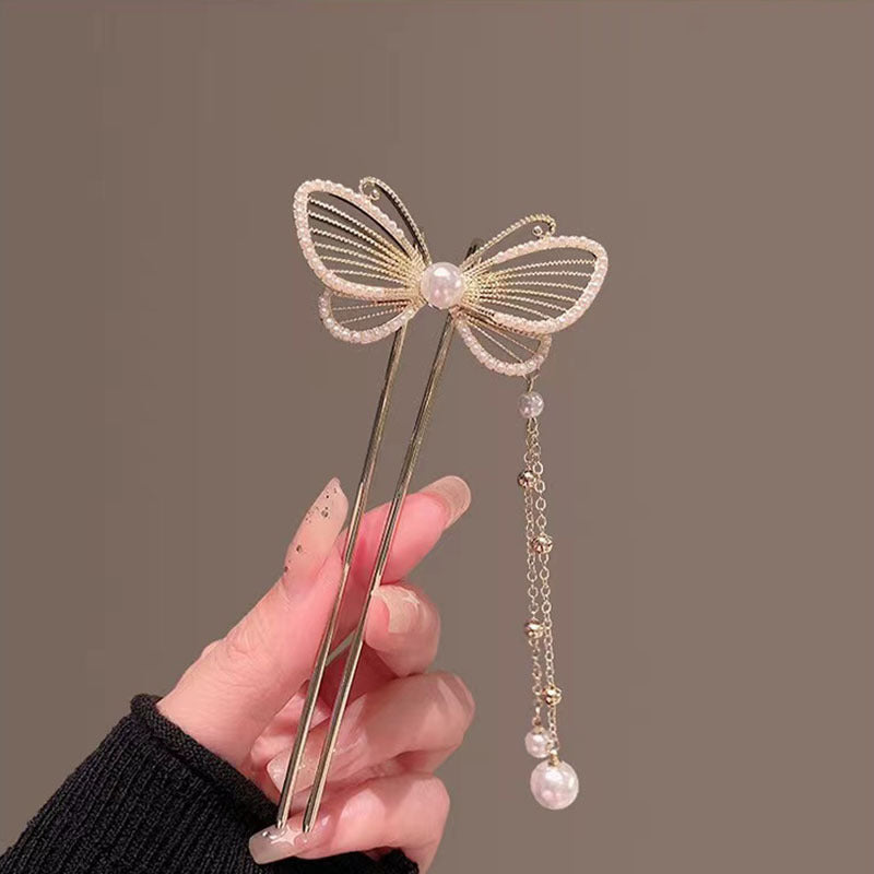 Pearl Butterfly Hairpin Girl's High Sense