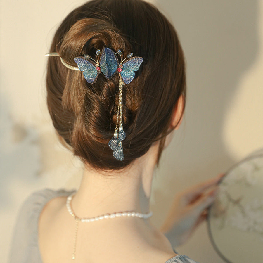 Super Fairy Embroidered Butterfly Hair Clip Temperament Tassel