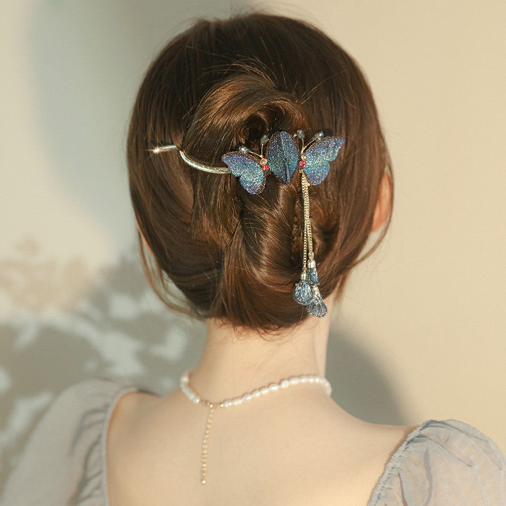 Super Fairy Embroidered Butterfly Hair Clip Temperament Tassel