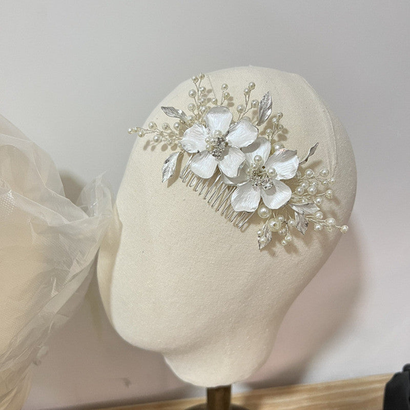 Large Flower Pearl Hair Comb Bridal Beads