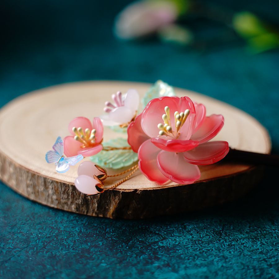 New Original Butterfly Wood Tassel Hairpin Ancient Style Hanfu