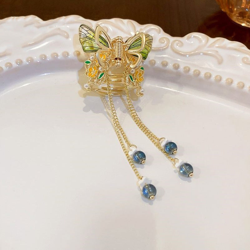 Women's Pearl Flower Butterfly Tassel Hairpin