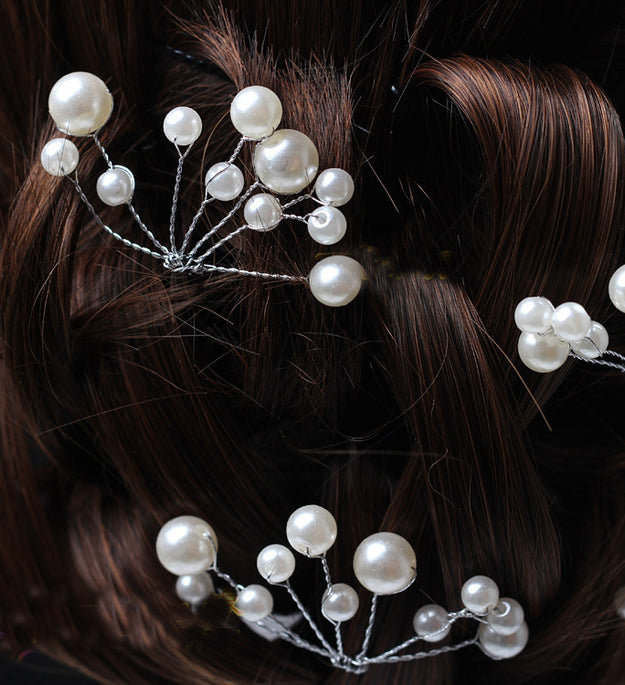 Wedding disc hair pearl flower styling hairpin