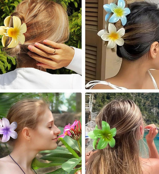 Women's Colorful Plumeria Rubra Barrettes Flowers