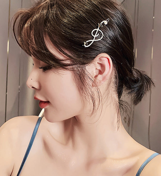 Diamond Pearl Musical Note Butterfly Hairpin