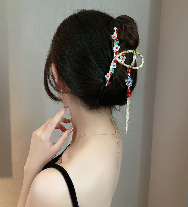 Women's Fashion Tassel Pearl Flower Hair Clip Headpiece