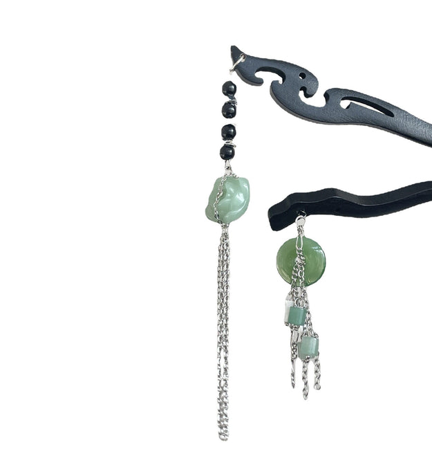 Fashionable Sandalwood Tassel Hairpin Girl