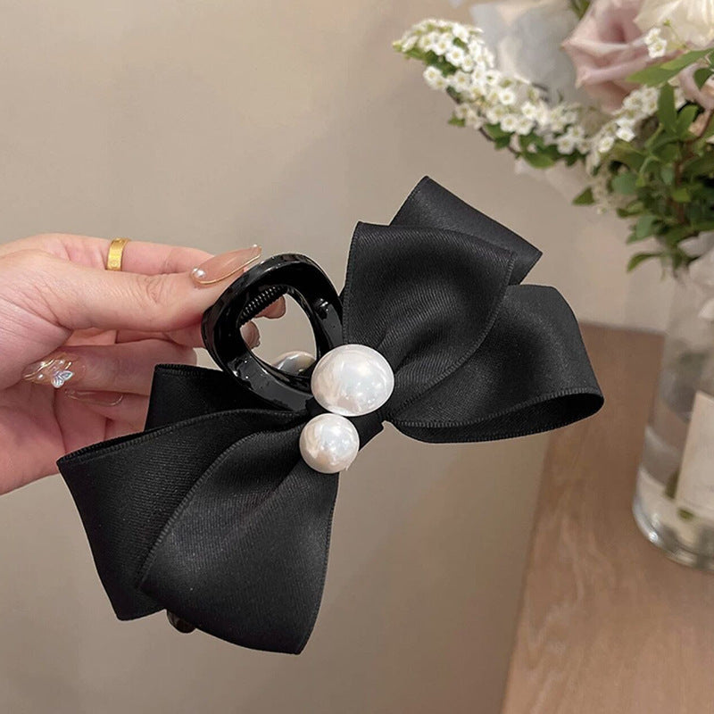 Pearl Bow Large Hair Clip Women's Headdress