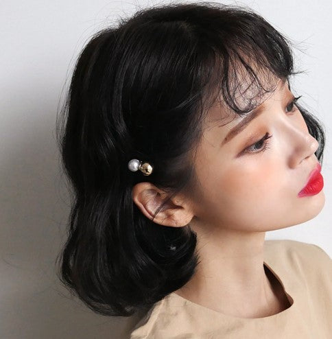 Retro metal pearl hair clip word clip