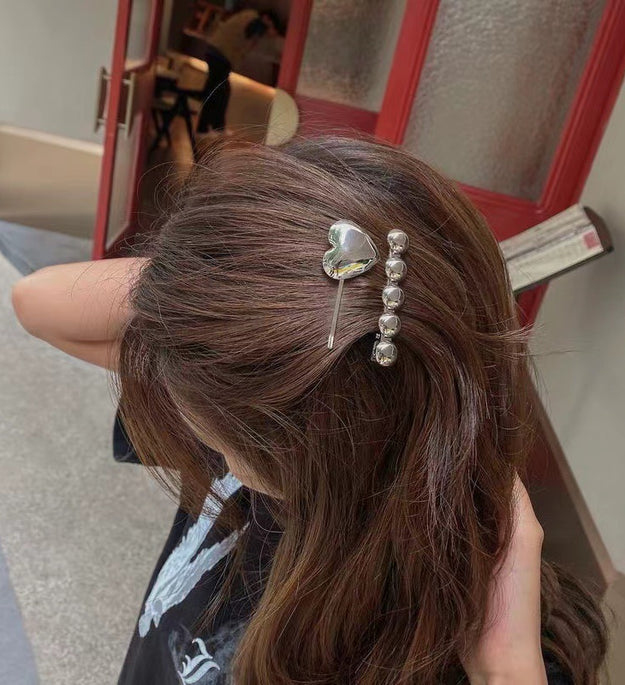 High Sense Metal Heart Hair Clip Simple