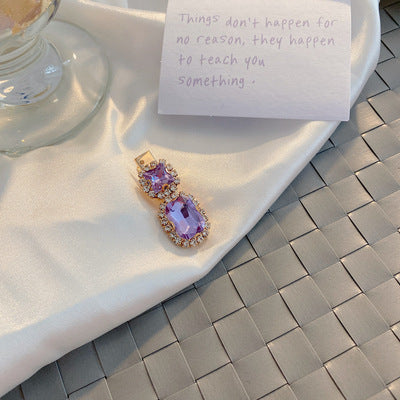 Ancient Sweet Purple Rhinestone Pearl Hair Clip