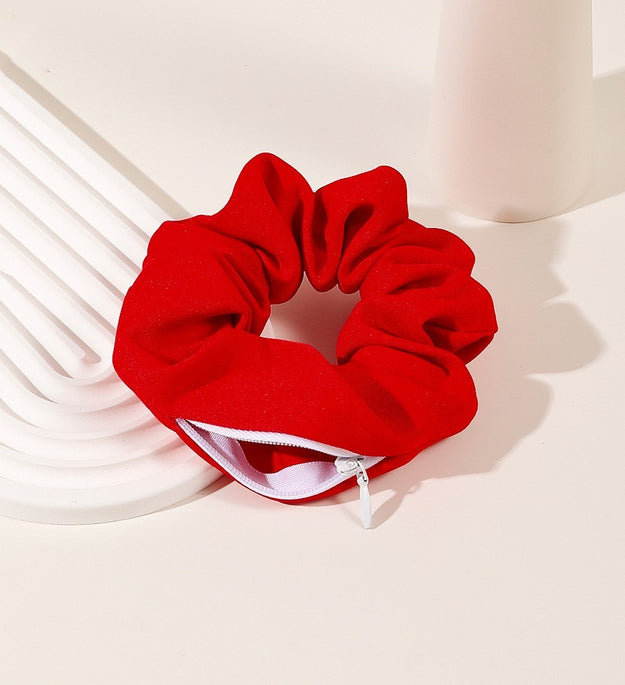 Solid Color Velvet Cloth Zipper Large Intestine Hair Ring