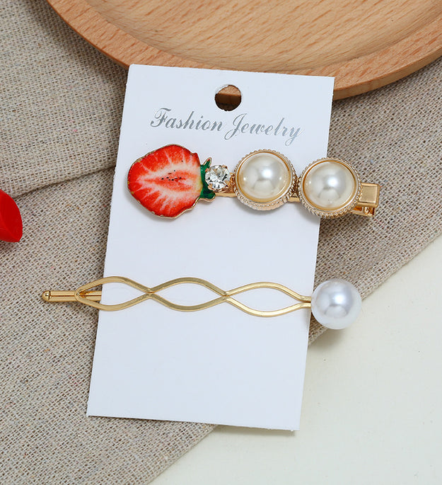 Fruit Hair Clip Set Pearl Pearl Clip