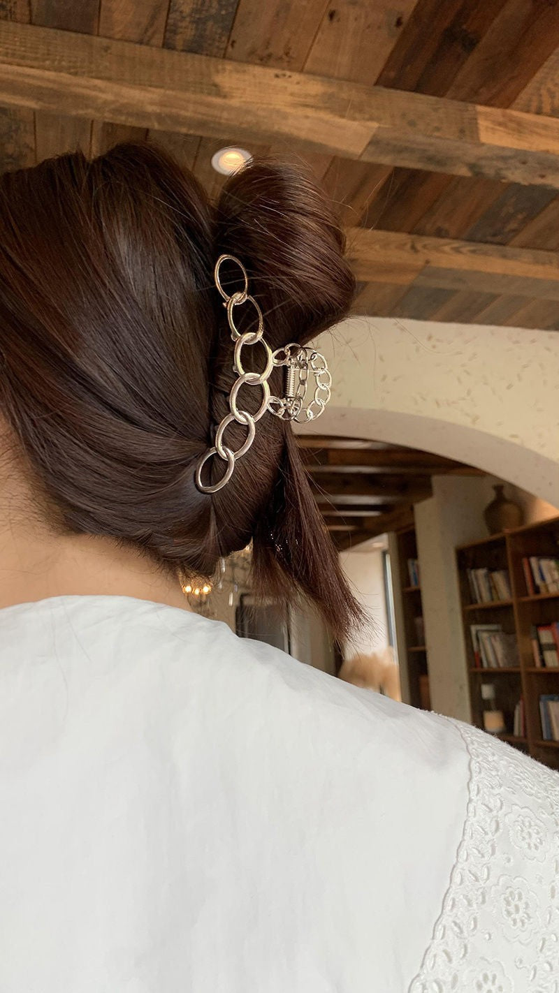 Simple Metal Star Silver Large Hair Clip