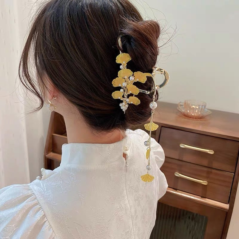 Antique Tassel Large Pearl Clip Metal Hairpin