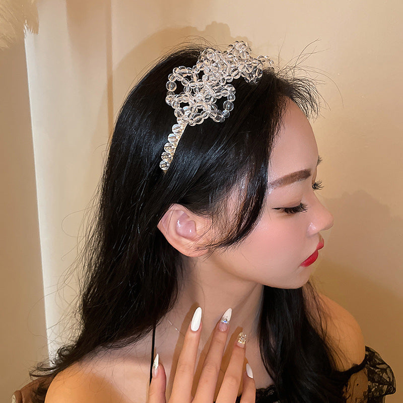 New Crystal Woven Flower Hairpin One Word Clip Hairband