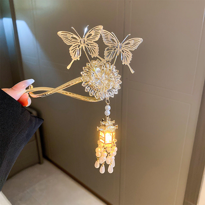 Personality Super Fairy Tassel Butterfly Pearl Hairpin