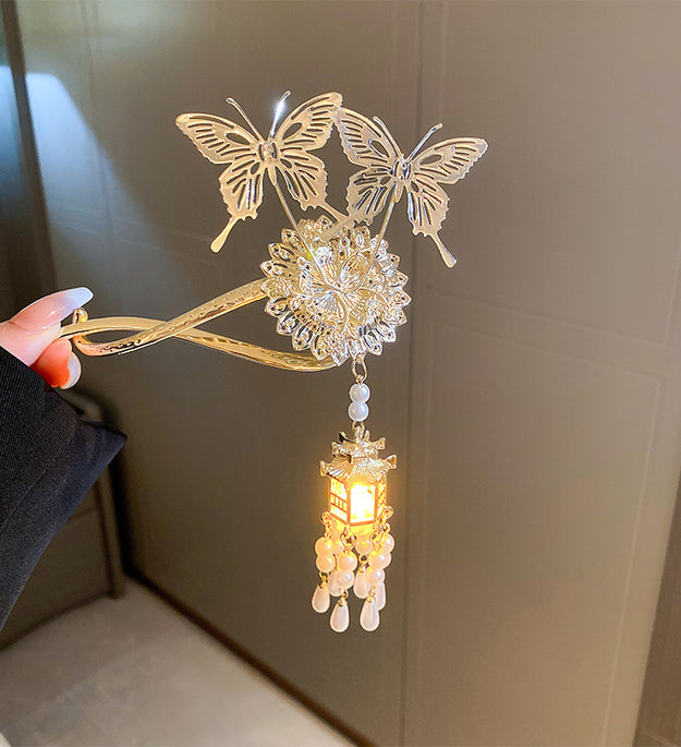 Personality Super Fairy Tassel Butterfly Pearl Hairpin
