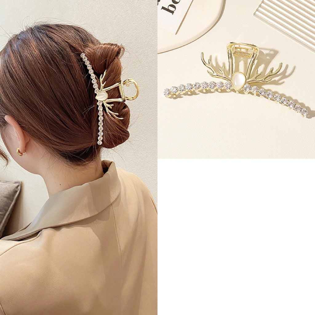 Alloy Antler Pearl Grab Clip Large Temperament
